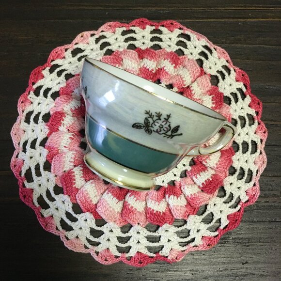 Diamond Iridescent Opalescent Korean Fine China Porcelain Teacup & Saucer - Picture 8 of 11